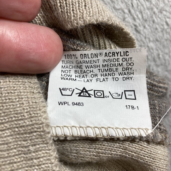 Vintage Argyle Sweater Men Large Brown Robert Bruce V Neck Preppy LS USA Made - Picture 12 of 13